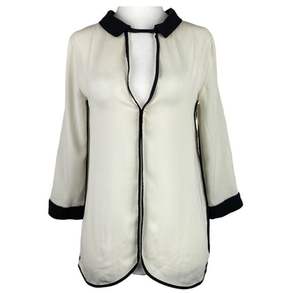 Zara Basic Blouse Womens Extra Small 3/4 Sleeve Lightweight Ladies Top - Picture 1 of 9
